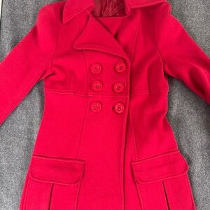 Banana Republic Vibrant Red Pea Coat